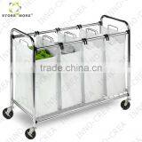 Heavy-Duty Quad Rolling Laundry Sorter/Hamper, Chrome thumbnail-2