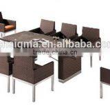 2017 Trade Assurance Most Popular Wholesale Space Saving Classic pe Rattan Metal Glass Dining Table Set Furniture thumbnail-1