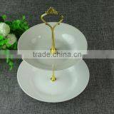 Stocks White Two Tier Ceramic Cake Serving Plate Cake Plates thumbnail-2