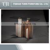 Italian Style Travertine Glass Top Home Coffee Table thumbnail-2