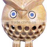 Wooden Owl Sculpture For Decoration With Carving thumbnail-1
