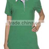 Green Women's Polo With White Collar Long Length Style Custom Logo Polo thumbnail-1