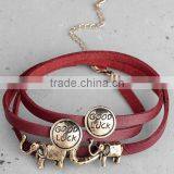 Custom Own Words Multiwrap Genuine Leather Bracelets Diy Animal Charms Red Leather Bracelets for Couple Gifts 2017 thumbnail-3