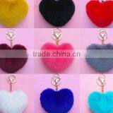 2017 Imitation Rabbit Fox Fur Ball Bag Charms Accessories Heart Fur Ball Pom Pom Keychain Faux Fur Ball Keychain Gifts thumbnail-2