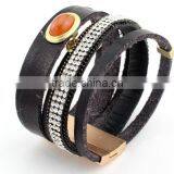 Genuine Leather Cuff Bracelets,girls Leather Heart Bracelet,crystal Gift Bracelets With Magnetic Clasp thumbnail-2
