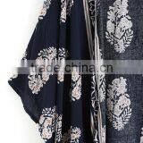 2017 Women Casual Navy Vintage Floral Loose Kimono With Asymmetrical Hem Ladies Summer Beachwear thumbnail-4
