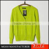 MGOO Cheap Price Stock Merino 100% Cotton Women Cardigan Sweaters Long Sleeves Melon Red Plain Outwear thumbnail-2