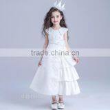 Summer Kids Dresses for Girls European Style Long Round Neck White Kids Frilly Dresses thumbnail-2