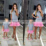 Pink And Mint Dress Women Family Matching Clothing Mother And Child Dress thumbnail-1