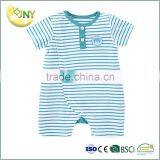 100% Cotton Stripe Short Sleeve Baby Boy Onesie Romper thumbnail-1