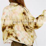 2017 Oem Women Tie Dye Spread Collar Coat With Drawstring Waist thumbnail-2