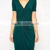 Bodycon Dress With Wrap and Twist Front and Short Sleeves thumbnail-3