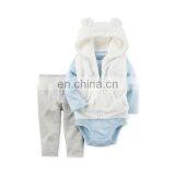 Baby Girls' Hooded Faux Fur Vest, Bodysuit & Leggings Set thumbnail-1