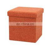 Reatai High Quality Cube Square Linen Fabric Foldable Ottoman Storage Box for House thumbnail-3