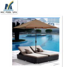 Comfortable outdoor swimming pool metal aluminum frame foldable single double chair recliner sun lounger with sun umbrella