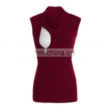 Cross Border 2020 Summer New Women's Hoodies T-Shirt European And American Mother Baby Nursing Round Neck Sleeveless Large Blank thumbnail-5