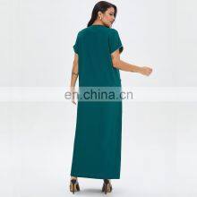 Summer Ladies Short Sleeve Long Skirt Robe Muslim Middle East Dubai Dress Dress Women thumbnail-5