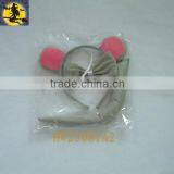Grey and Pink Short Floss Kids Mouse Ear Headband thumbnail-1
