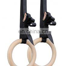 Wooden Gymnastic Rings With Straps Exercise Gym Rings Fitness Gymnastics Athletic Dip Rings