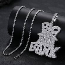 Hip Hop 3A+ CZ Stone Paved Bling Iced Out Dollars Money Sign Big Bank Pendant Necklaces for Men Rapper Jewelry Gold Silver Color thumbnail-3