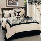 Cream Black Color Gorgeous Flocking Comforter Set Bed In 7 Pcs thumbnail-1