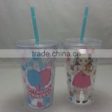 Double wall BPA free with logo printed on PVC insert double wall tumbler