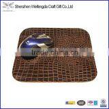 Embossed Aligator Chocolate Genuine Fashion Leather Mouse Pad