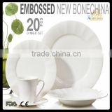 new bone china, porcelain ceramic 16embossed dinnerware set new design