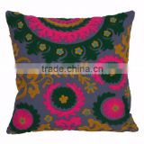 Suzani Pillows Indian Embroidered Boho Throw Cotton Cushion Cover 16x16