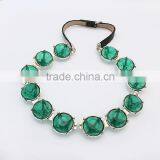 Trending Lady Jewelry Fancy Leather Chain Green Crystal Necklace thumbnail-2