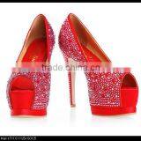 Sexy Large Size up 12 Peep Toe Crystal Party Women High Heel Platform Shoes thumbnail-1