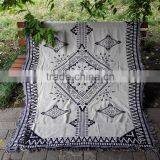 Gobelin Black and White Squares and Tapestry Throw Blanket thumbnail-1