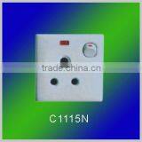 5A,13A,15A 1 gang switched 3 pin socket with light/1 way switch three pin socket with neon