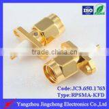 Reverse Polarity SMA Male Body With Female Pin Solder Straight Micro Strip 2 Hole Flange Mount