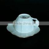 Gold Rim Tea Cup and Saucer 200cc /100cc Flower Shape Ceramic Bone China Cup and Saucer thumbnail-4
