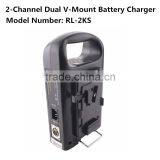 Rolux RL-2KS 2-Channel Dual V-Mount V-Lock Battery Charger Power Supply for Video Light