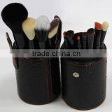 Black Cosmeitc Cylinder Holder 12 Pcs Cosmetic Makeup Brush Set