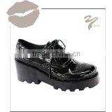 lace up patent PU black shoes