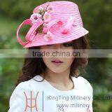 Summer / Spring Beautiful Pink Straw Hats For Young Lady thumbnail-5