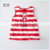 100%cotton children vest applique flower kids vest stripe kids light tank top made in china