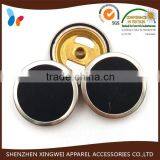20mm Black Fabric Covered Spring Snap Buttons With Silver Metal Edges