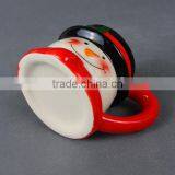 Creative Hot-selling Lovely Cartoon Christmas Snowman Model of Red and Black Ice Cream Ceramic Mug With Handle thumbnail-1