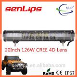 High performance 126W 20inch 10500LM 4D Lens led light bar C-REE chip leds for all vehicle
