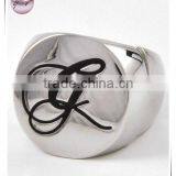 Rhodiumized Metal Black Epoxy Initial Stretch Ring thumbnail-1