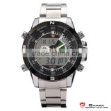 Mens Shark Digital LCD Outdoors Analog Quartz Sport Steel Wrist Watch