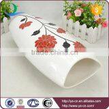 Ceramic Vase Chinese Red and White With Flower Pattern Design thumbnail-3