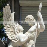 Hand Carved White Marble Man and Woman Statue thumbnail-2