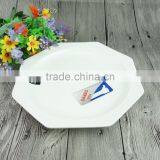 12 Inch Polygon White Porcelana Dinner Dishes Plates Low Pirce Ceramic Plate Restaurant thumbnail-1