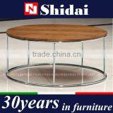 Modern Round Wood Top Metal Finished Living Room Accent Coffee Table TA-826L thumbnail-1