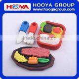 ST33712 Lovely for Kids High Quality Steak And Bento Set Shaped Pencil Eraser thumbnail-1